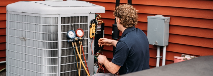 Tech working on an AC Unit.