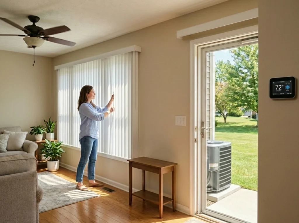 Fort Wayne homeowner improving AC efficiency with summer habits